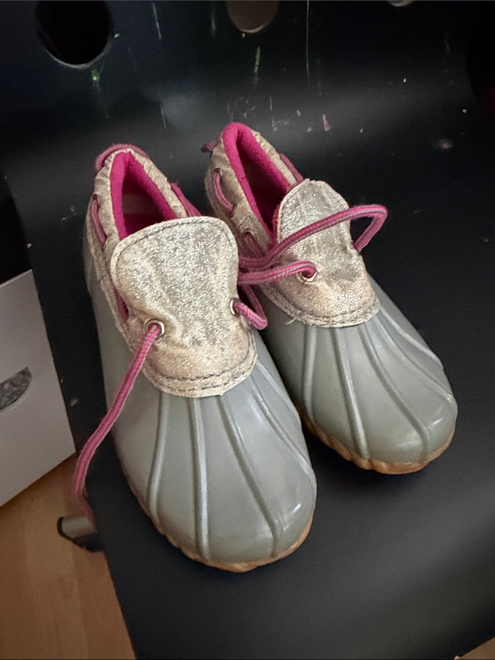 Khombu Gray and Pink Kids Duck Boots